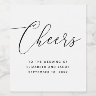 Étiquette Pour Bouteilles De Vin Mariage minimaliste avec calligraphie élégante