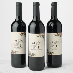 Étiquette Pour Bouteilles De Vin Mariage Minimaliste Bohème Rustique