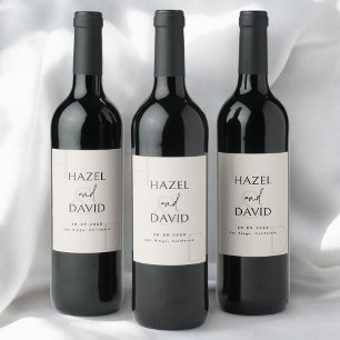 Étiquette Pour Bouteilles De Vin Mariage minimaliste moderne avec monogramme noir e