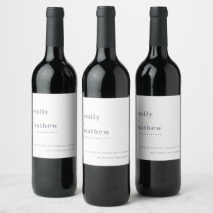 Étiquette Pour Bouteilles De Vin Mariage minimaliste moderne Gris Gris Bleu Type