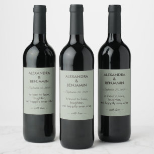 Étiquette Pour Bouteilles De Vin Mariage minimaliste moderne Vert sauge intempore
