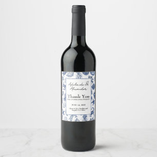 Étiquette Pour Bouteilles De Vin Mariage moderne à l'aquarelle de la côte bleue de
