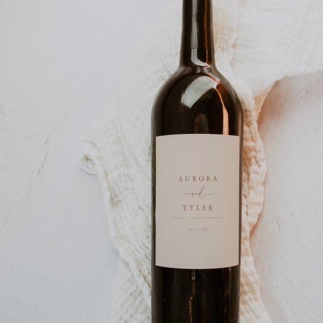 Étiquette Pour Bouteilles De Vin Mariage Moderne Beige Clair  (Créateur téléchargé)