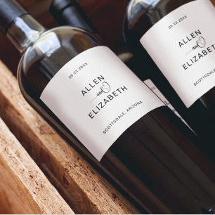 Étiquette Pour Bouteilles De Vin Mariage moderne blanc et noir élégant