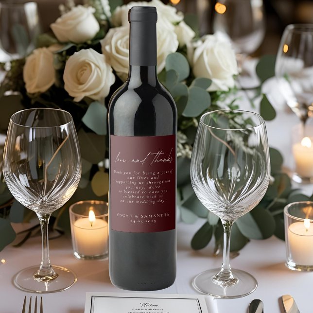 Étiquette Pour Bouteilles De Vin Mariage Moderne Bourgogne (Créateur téléchargé)
