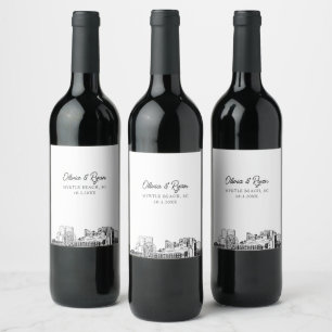 Étiquette Pour Bouteilles De Vin Mariage moderne Myrtle Beach sur mesure