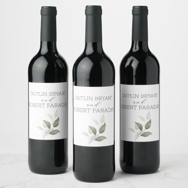 Étiquette Pour Bouteilles De Vin Mariage moderne verdure (Bouteilles)