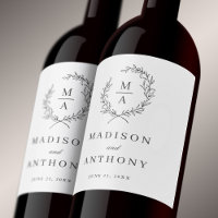 Mariage Monogramme classique blanc simple et éléga