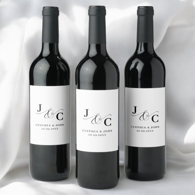 Étiquette Pour Bouteilles De Vin Mariage Monogramme Esperluette (Ampersand monogram wine labels add a personal touch while elevating your wedding drinks.)