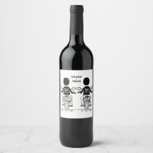 Étiquette Pour Bouteilles De Vin Mariage motocyclette Grooms