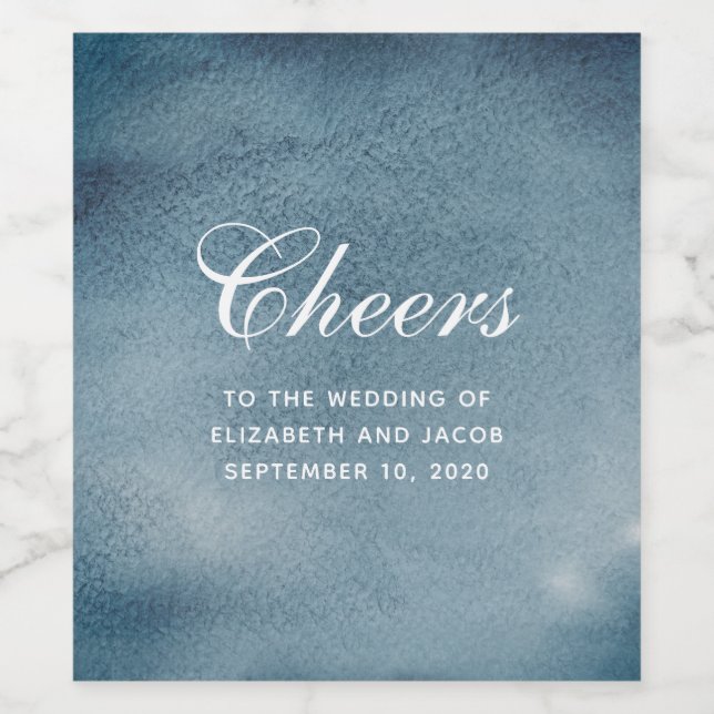 Étiquette Pour Bouteilles De Vin Mariage nautique bleu. Aquarelle marine moderne (Étiquettes simples)