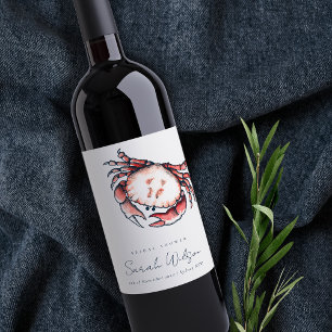 Étiquette Pour Bouteilles De Vin Mariage naval sous-marin crabe naval Shower de mar