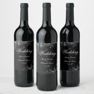 Étiquette Pour Bouteilles De Vin Mariage noir gothique classique