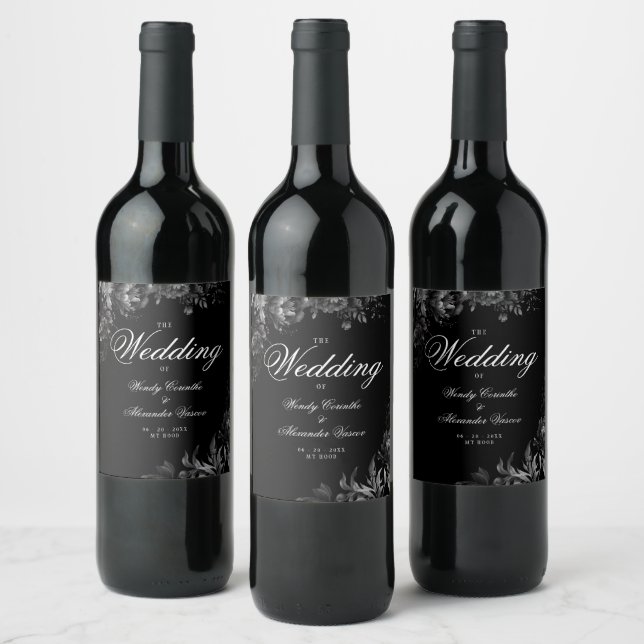 Étiquette Pour Bouteilles De Vin Mariage noir gothique classique (Bouteilles)