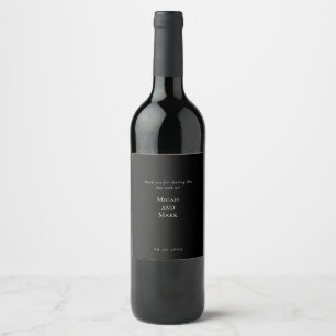 Étiquette Pour Bouteilles De Vin Mariage Noms de Couple Personnalisés Simple Noir