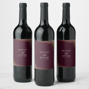 Étiquette Pour Bouteilles De Vin Mariage Pailleté Bourgogne Et Or