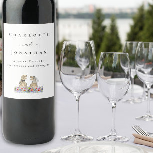 Étiquette Pour Bouteilles De Vin Mariage personnalisé de la mariée et du marié dino