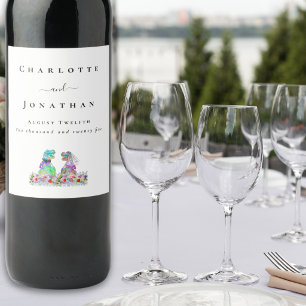 Étiquette Pour Bouteilles De Vin Mariage personnalisé de la mariée et du marié dino