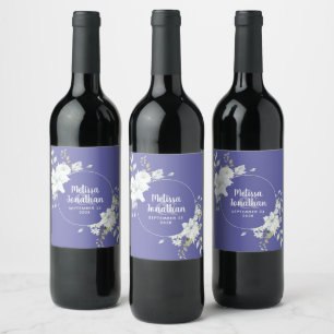 Étiquette Pour Bouteilles De Vin Mariage personnalisé fleurs blanches aquarelle rom