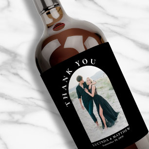 Étiquette Pour Bouteilles De Vin Mariage photo Arch moderne Merci