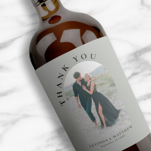 Étiquette Pour Bouteilles De Vin Mariage photo Arch moderne Merci