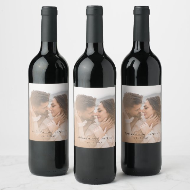 Étiquette Pour Bouteilles De Vin Mariage Photo Moderne (Bouteilles)