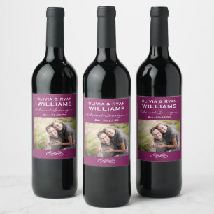 Étiquette Pour Bouteilles De Vin Mariage Photo Rouge Bourgogne Rustique