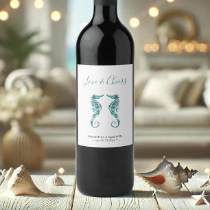 Étiquette Pour Bouteilles De Vin Mariage plage Bouteille de vin personnalisé Étique