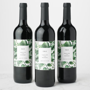 Étiquette Pour Bouteilles De Vin Mariage Plante verdoyant