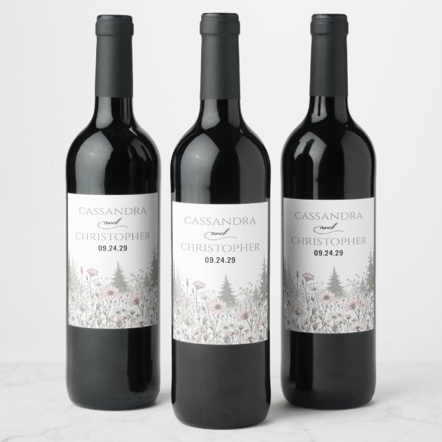 Étiquette Pour Bouteilles De Vin Mariage Prairie de la Forêt (Bouteilles)