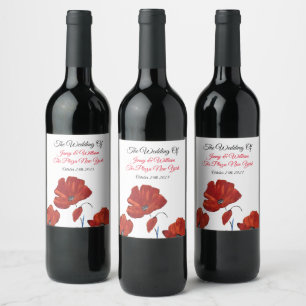 Étiquette Pour Bouteilles De Vin Mariage Red Poppies