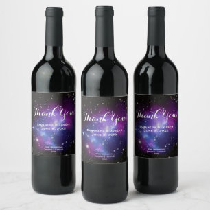 Étiquette Pour Bouteilles De Vin Mariage Remerciement Galaxies Violettes
