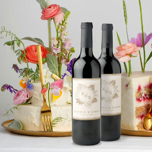 Étiquette Pour Bouteilles De Vin Mariage romantique de verdure tropicale