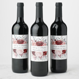 Étiquette Pour Bouteilles De Vin Mariage rose Bourgogne personnalisé