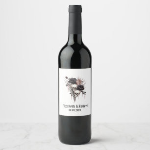 Étiquette Pour Bouteilles De Vin Mariage Roses Noires Gothiques Crânes
