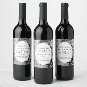 Étiquette Pour Bouteilles De Vin Mariage rustique de Birch Tree