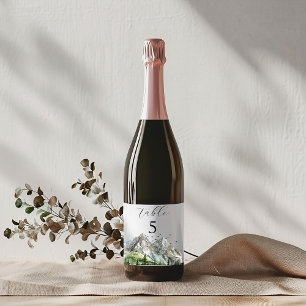 Étiquette Pour Bouteilles De Vin Mariage Rustique de la forêt de montagne de bois