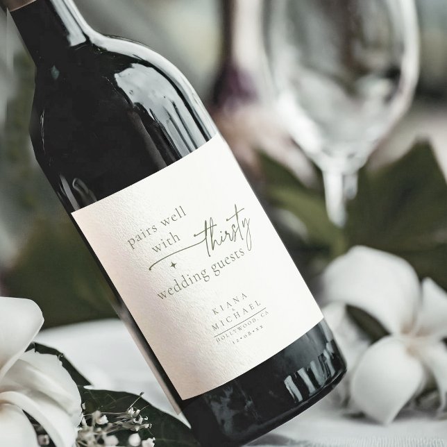 Étiquette Pour Bouteilles De Vin Mariage simple chic Humour Pearl White ID1046 (Créateur téléchargé)