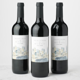 Étiquette Pour Bouteilles De Vin Mariage Skyline de New York