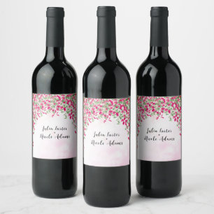 Étiquette Pour Bouteilles De Vin Mariage sous la forêt tropicale de bougainvillée r