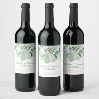 Étiquette Pour Bouteilles De Vin Mariage succulent de mode Sage