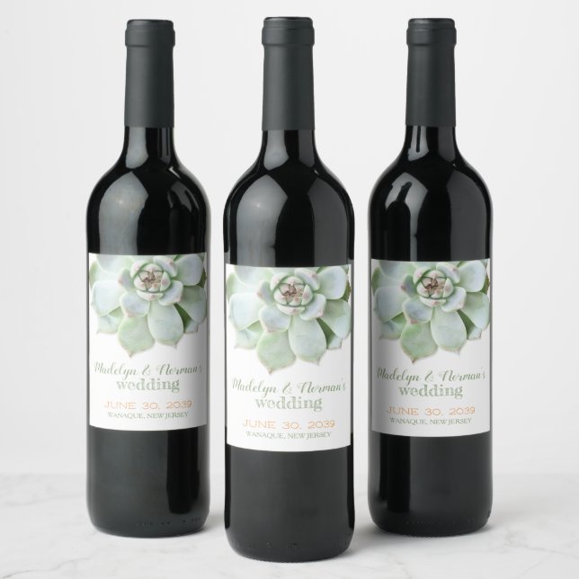 Étiquette Pour Bouteilles De Vin Mariage succulent de mode Sage (Bouteilles)