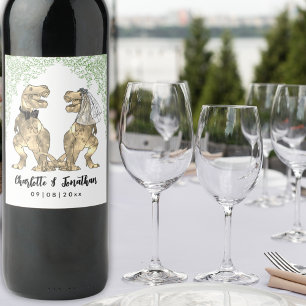 Étiquette Pour Bouteilles De Vin Mariage sur le thème des dinosaures personnalisé