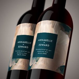 Étiquette Pour Bouteilles De Vin Mariage turquoise bohème moderne peint en terre cu