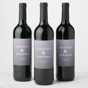 Étiquette Pour Bouteilles De Vin Mariage Typographique Lavande Élégant