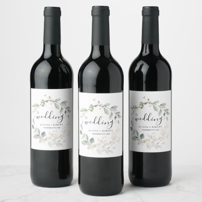 Étiquette Pour Bouteilles De Vin Mariage vert forestier (Bouteilles)