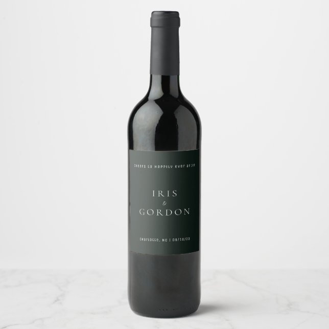 Étiquette Pour Bouteilles De Vin Mariage vert simple (Devant)