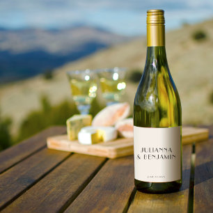 Étiquette Pour Bouteilles De Vin Mariage vintage Art Déco Blanc Simple Personnalisé