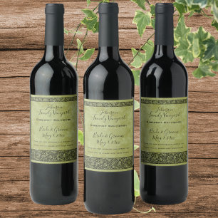 Étiquette Pour Bouteilles De Vin Mariage Vintage, Fleurs Victoriennes Motif à Enrou