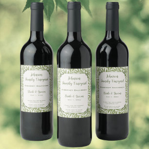 Étiquette Pour Bouteilles De Vin Mariage Vintage, Motif de feuilles de saule victor